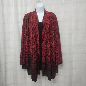 CJ Banks Layered Jacket Blouse Combo Goth Whimsigoth Red Black 3X